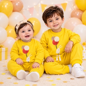 بلوز شلوار زرد بادکنک