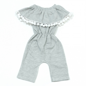 رامپر یقه‌دلبری پوم‌دار طوسی