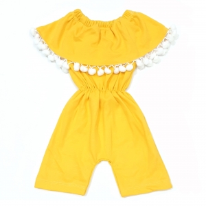 رامپر یقه‌دلبری پوم‌دار زرد