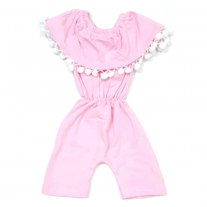 رامپر یقه‌دلبری پوم‌دار صورتی