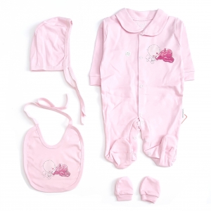 سرهمی پیشبند کلاه دستکش نی‌نی صورتی