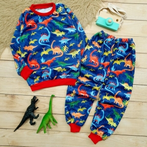 بلوز شلوار مخمل دایناسور سورمه‌ای