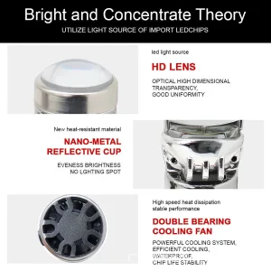 هدلایت لنزدار خودرو مدل A80  پایه H7 بسته 2 عددی
