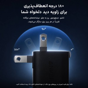 Anker Nano Charger A121D 45W با صفحه نمایش هوشمند | شارژر دیواری انکر نانو ۴۵ وات