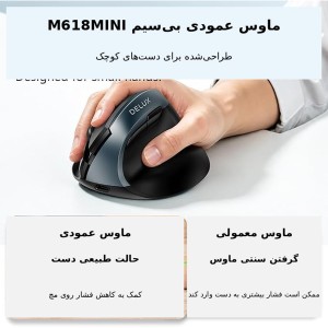 ماوس عمودی بی‌سیم دیلاکس  مدل M618MINI