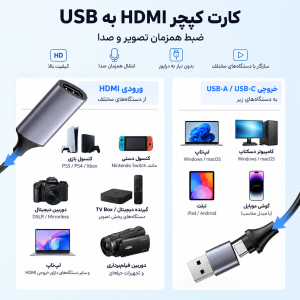 کارت کپچر HDMI به TYPE-C مدل HDVC14-TC