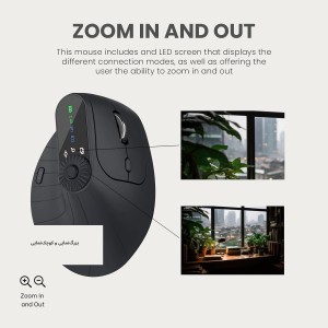 ماوس عمودی JOMAA MKE604 | بی‌سیم، Bluetooth، شارژی و DPI 2400