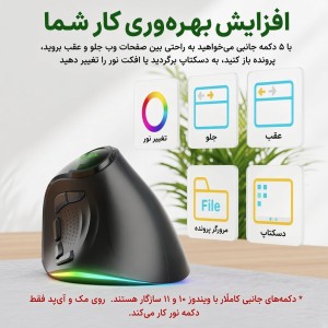 ماوس عمودی ارگونومیک بی‌سیم JOMAA مدل V530