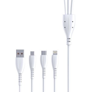 کابل تبدیل USB به لایتنینگ/USB-C/microUSB مدل D120 طول 1.2 متر