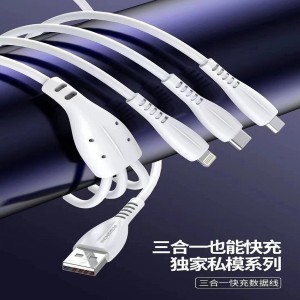 کابل تبدیل USB به لایتنینگ/USB-C/microUSB مدل D10 طول 1.2 متر