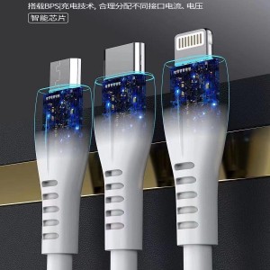 کابل تبدیل USB به لایتنینگ/USB-C/microUSB مدل D10 طول 1.2 متر