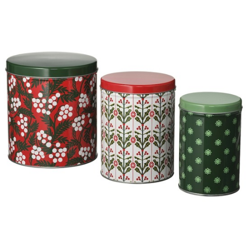 ظرف فلزی   درب دار ست 3عددی ایکیا طرح گلVINTERFINT