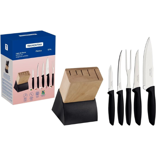 Tramontina Plenus 6 Pieces Knife and Block Set with Stainless Steel Blade