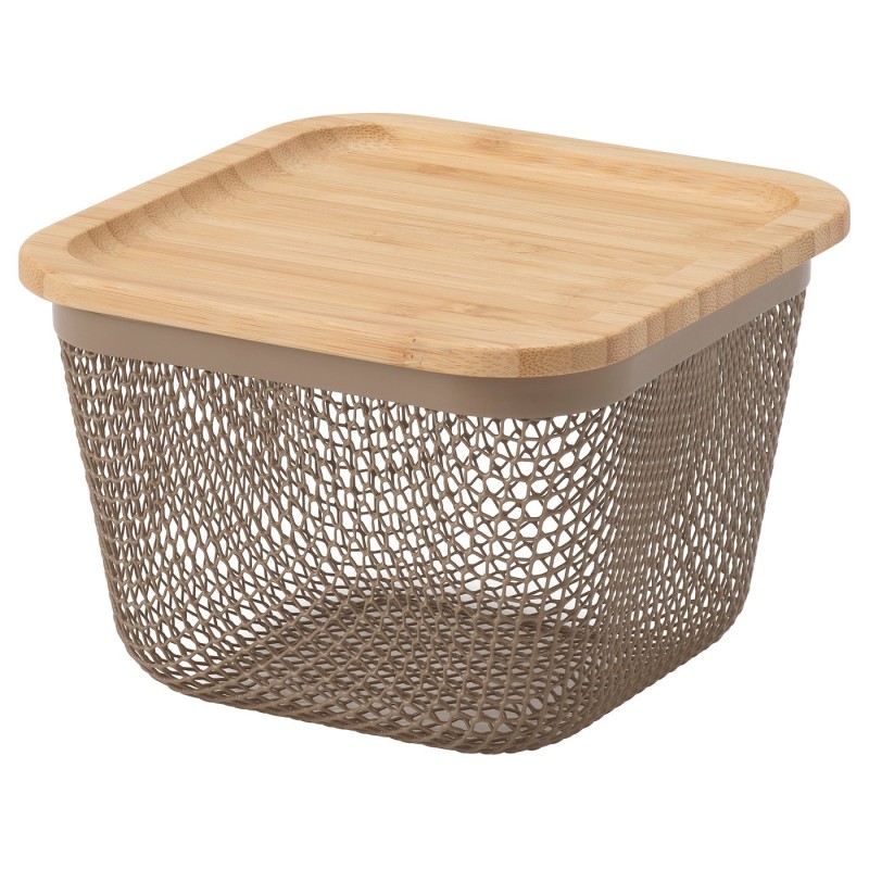 سبد نگهداری غذای ایکیا IKEA 365+ با درب – فلز و بامبو، مربع
