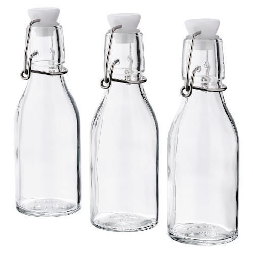 بطری شیشه ای 0.15 لیتری ایکیا KORKEN درب دار پک 3 عددی