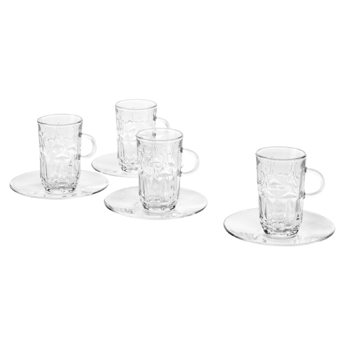 فنجان با نعلبکی ایکیا SALLSKAPLIG شیشه ای پک 4 عددی