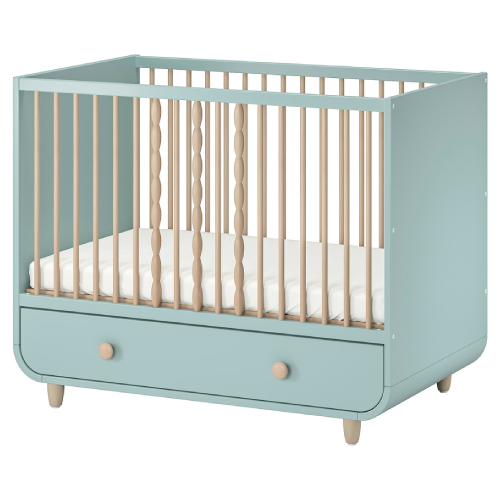 تخت خواب نوزاد ایکیا MYLLRA حفاظ دار با کشو