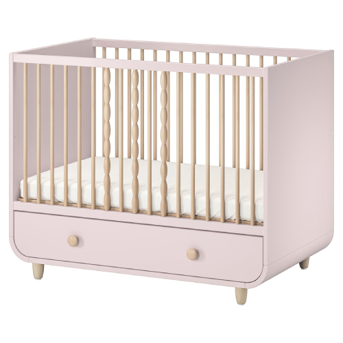 تخت خواب نوزاد ایکیا MYLLRA حفاظ دار با کشو