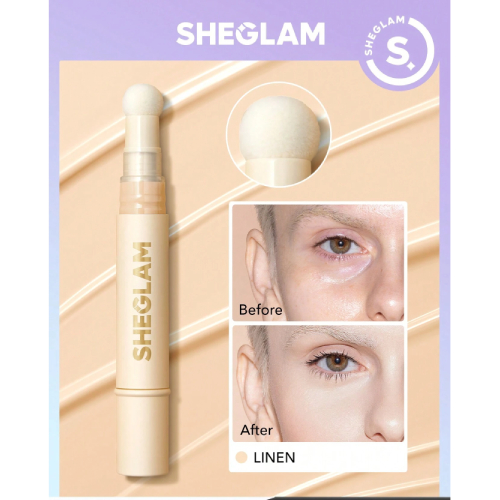 SHEGLAM Complexion Boost Concealer-Linen Sponge-Head Applicator Matte Liquid Concealer Long Lasting Brightening Color Corrector Weightless All-Day Long Lasting Hydrating