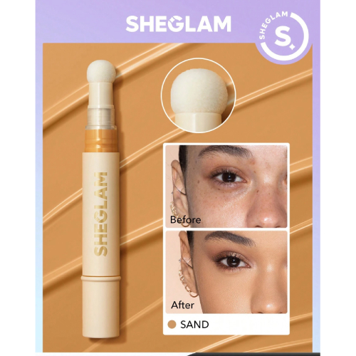 SHEGLAM Complexion Boost Concealer-Sand Sponge-Head Applicator Matte Liquid Concealer Long Lasting Brightening Color Corrector Weightless All-Day Long Lasting Hydrating