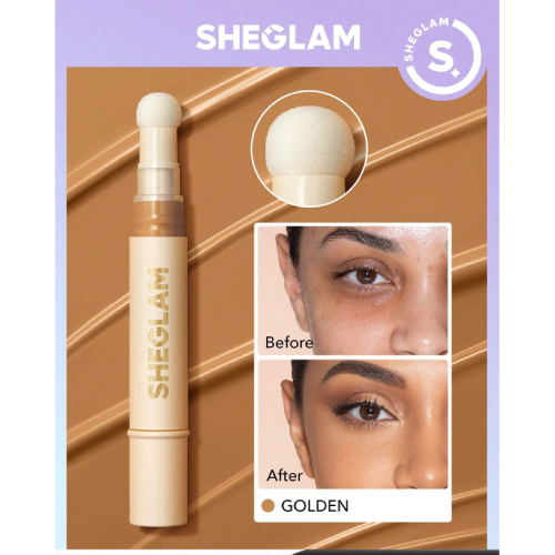 SHEGLAM Complexion Boost Concealer-Golden Sponge-Head Applicator Matte Liquid Concealer Long Lasting Brightening Color Corrector Weightless All-Day Long Lasting Hydrating