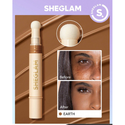 SHEGLAM Complexion Boost Concealer-Earth Sponge-Head Applicator Matte Liquid Concealer Long Lasting Brightening Color Corrector Weightless All-Day Long Lasting Hydrating
