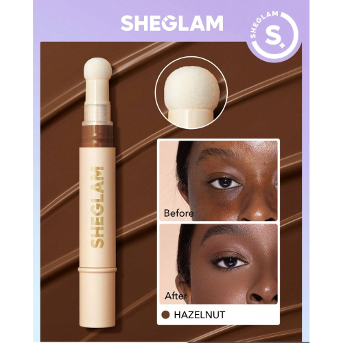 SHEGLAM Complexion Boost Concealer-Nutmeg Sponge-Head Applicator Matte Liquid Concealer Long Lasting Brightening Color Corrector Weightless All-Day Long Lasting Hydrating