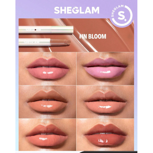 SHEGLAM Pout-Perfect Shine Lip Plumper-In Bloom Moisturizing Plumping Solid Lip Gloss Non-Stick Nourishing Lip Plumping Serum Coconut Oil Lipstick Lip Cosmetics