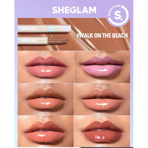 SHEGLAM Pout-Perfect Shine Lip Plumper-Walk On The Beach Moisturizing Plumping Solid Lip Gloss Non-Stick Nourishing Lip Plumping Serum Coconut Oil Lipstick Lip Cosmetics