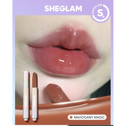 SHEGLAM Pout-Perfect Shine Lip Plumper-Mahogany Magic Moisturizing Plumping Solid Lip Gloss Non-Stick Nourishing Lip Plumping Serum Coconut Oil Lipstick Lip Cosmetics