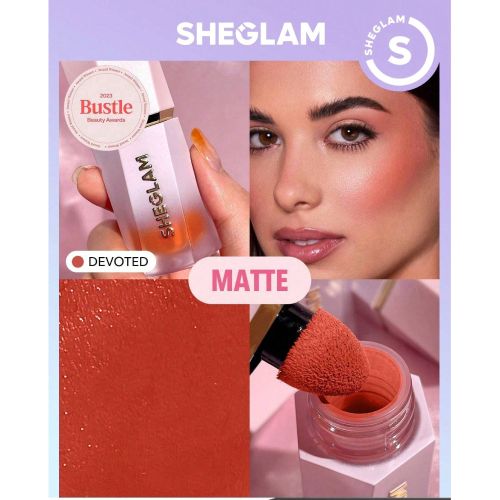 SHEGLAM Color Bloom Liquid Blush Matte Finish-Devoted  Gel Cream Blush  Long Lasting Non-Fading Highly Pigmented Lightweight Long Wear Smooth Blusher