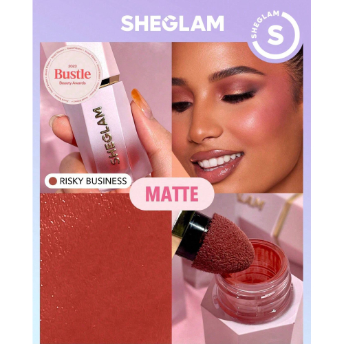 SHEGLAM Color Bloom Liquid Blush Matte Finish-Risky Business  Gel Cream Blush  Long Lasting Non-Fading Highly Pigmented Lightweight Long Wear Smooth Blusher
