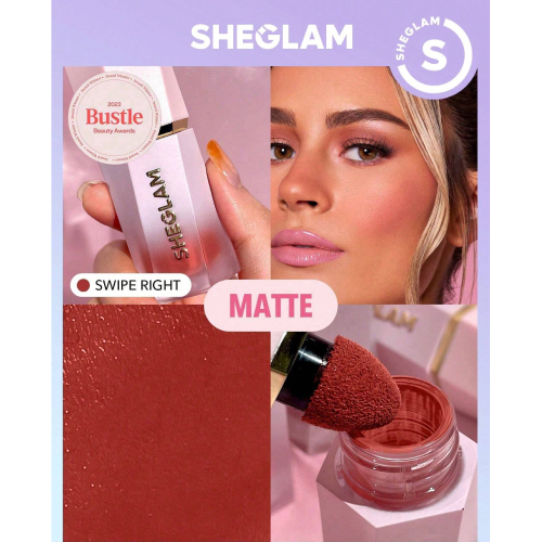 SHEGLAM Color Bloom Liquid Blush Matte Finish-Swipe Right  Gel Cream Blush  Long Lasting Non-Fading Highly Pigmented Lightweight Long Wear Smooth Blusher