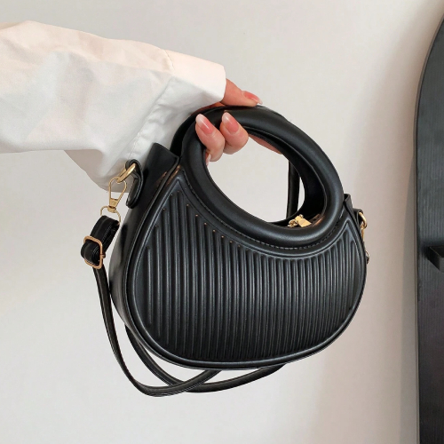 Fashion black niche design French gentle lady new trend commuter date hand-held shoulder cross-body women's bag