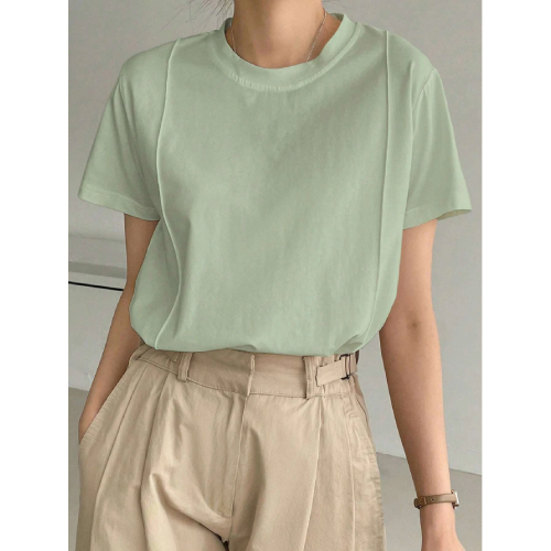 SHEIN Dazy-Less Solid Seam Detail Tee