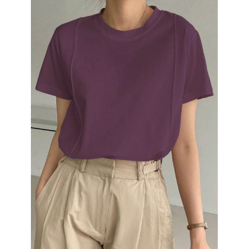 SHEIN Dazy-Less Solid Seam Detail Tee