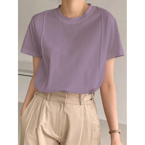 SHEIN Dazy-Less Solid Seam Detail Tee