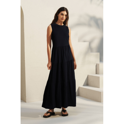 NEXT Petite Sleeveless Crew Neck Tiered Summer Maxi Dress