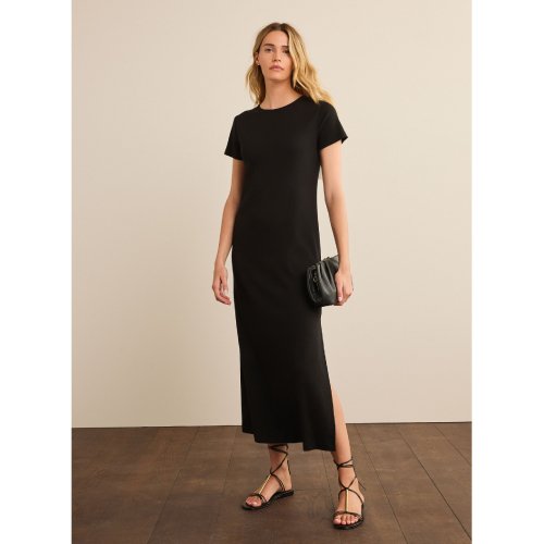 NEXT Petite Ribbed T-Shirt Style Maxi Column Dress With Slit Detail