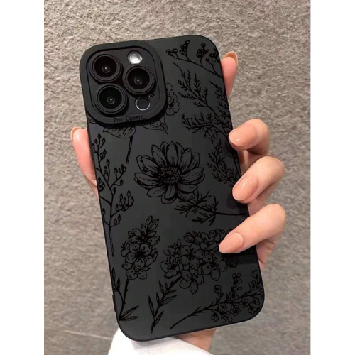 Straight Edge Shockproof Protective Phone Case With Printed Five-petal Flowers And A Rope For Iphones, Samsung
