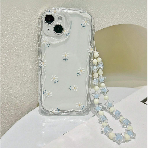 New Creamy Wave Pattern Printed Protective Case Cover With Chain Accessory Compatible With iPhone & Huawei Compatible With iPhone 15/15Pro/15Plus/15Promax