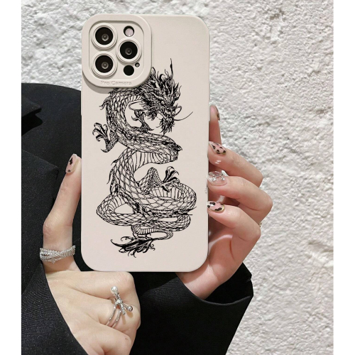 New Arrival Protective Phone Case With Straight Edge-cut Camera Hole, Anti-drop And Thickened, Printed With Chinese Dragon Pattern, Compatible With Iphone, Huawei, Samsung, Xiaomi