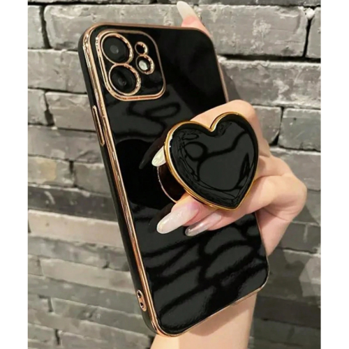 Electroplated Love Heart Stand & Electroplated Phone Case Suitable For Iphone Electroplated Protective Cover