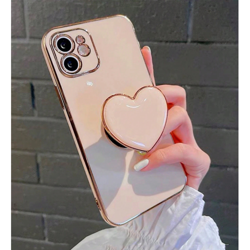 Electroplated Love Heart Stand & Electroplated Phone Case Suitable For Iphone Electroplated Protective Cover