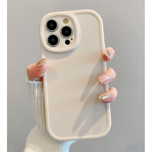 1pc Simple Solid Color Skin-Friendly Protective Design Camera Covered Ivory White Phone Case For Iphone 11, Iphone 13, Iphone 14, Iphone 15 And Other Iphone Models