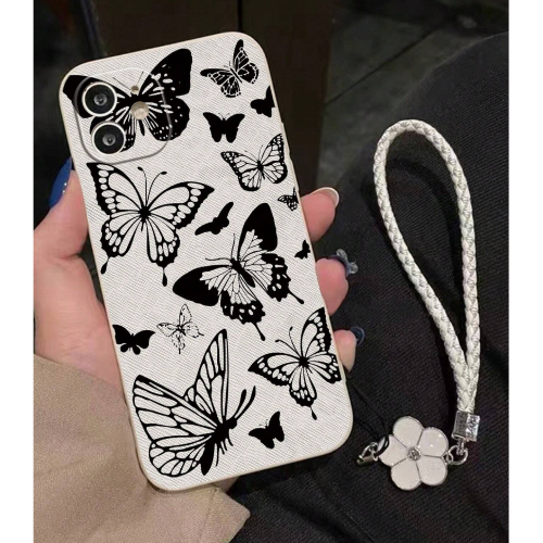 Handmade Woven Bracelet & Tpu Shockproof Phone Case With Straight Edge Painting Design For Iphone, Huawei, Samsung, Xiaomi