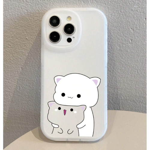 Cartoon Cat Camera Protector Full Coverage Matte Skin Feeling Phone Case In Color For Iphones