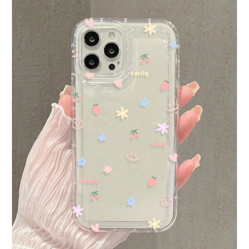 Cute Cartoon Printed Transparent Soft Phone Case Cover With Full Wrap Edge Protection, Compatible With Iphones