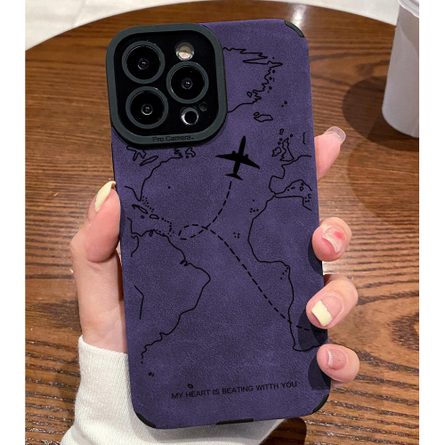 Tpu Airplane Pattern Leather Texture Camera Protector Phone Case, Compatible With Iphones