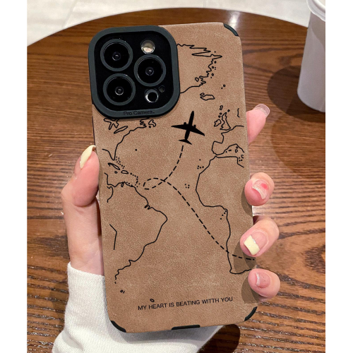 Tpu Airplane Pattern Leather Texture Camera Protector Phone Case, Compatible With Iphones